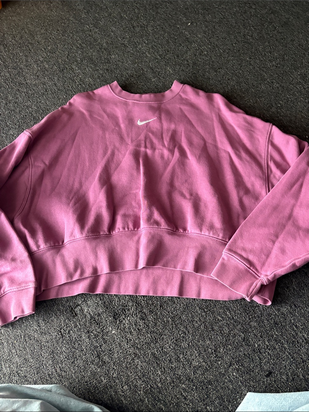Nike Pink Cropped Crew Sweatshirt with White Swoosh